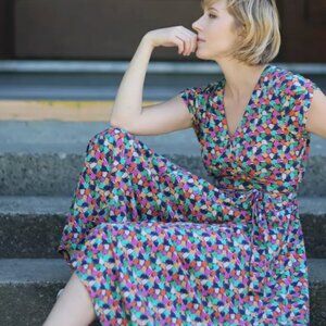 FROCK SHOP M Mosaic Print Jersey Vintage Inspired Dress ORIG $98 NWT ModCloth